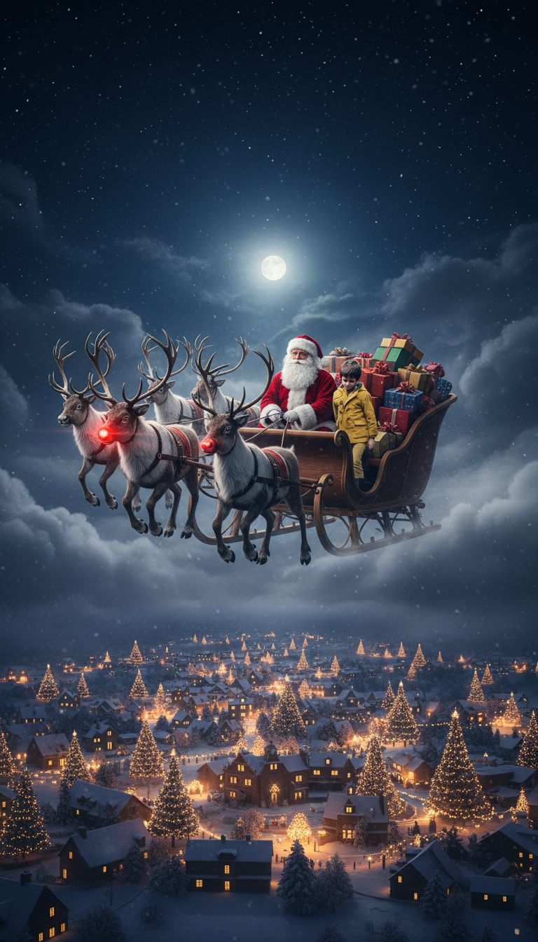 AI-generated Christmas sleigh scene with Alex