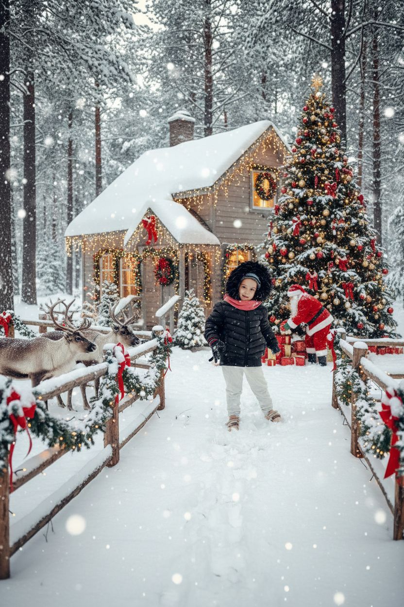Santa and reindeer scene example